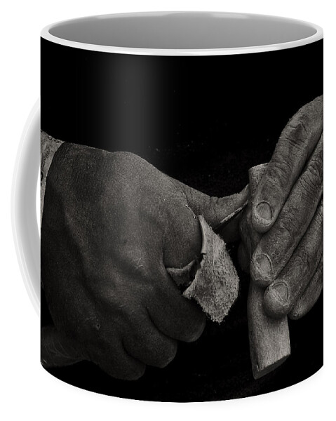 Human Coffee Mug featuring the photograph Working hands by Paulo Goncalves