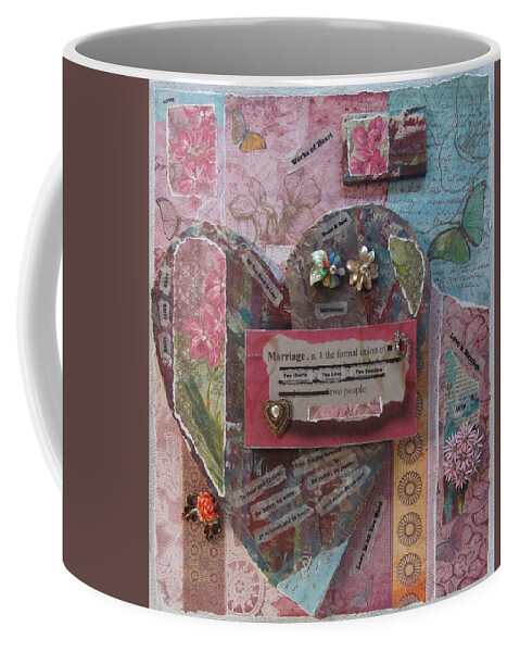Heart Coffee Mug featuring the mixed media Works of Heart Matrimony by Anita Burgermeister