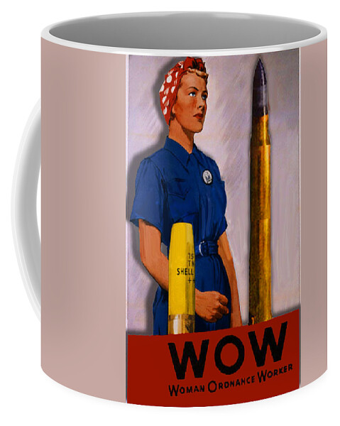 Woman Coffee Mug featuring the painting Wow Woman Vintage Poster by Tony Rubino