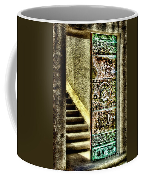 Bronze Coffee Mug featuring the photograph Wrigley's Tower Bronze Doors by Diana Sainz by Diana Raquel Sainz