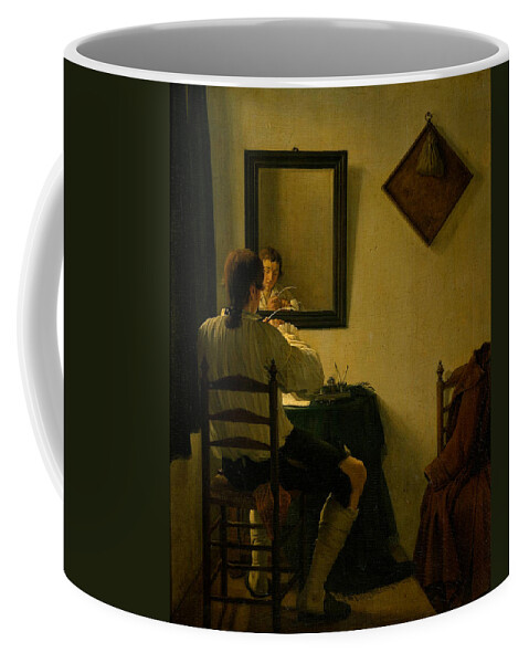 Jan Ekels Coffee Mug featuring the painting Writer Trimming his Pen by Jan Ekels