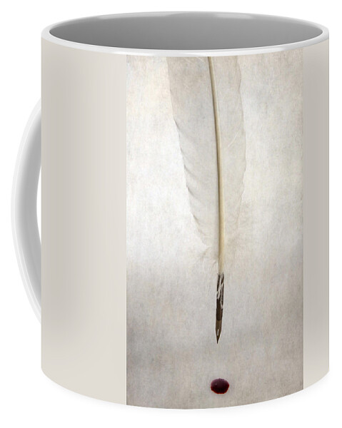 Feather Coffee Mug featuring the photograph Writing With Blood by Joana Kruse