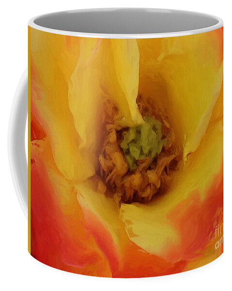 Yellow Coffee Mug featuring the painting Yellow and Orange Rose by Jacklyn Duryea Fraizer
