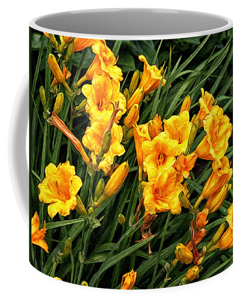 Flowers Coffee Mug featuring the photograph Yellow Daylilies by Lena Auxier