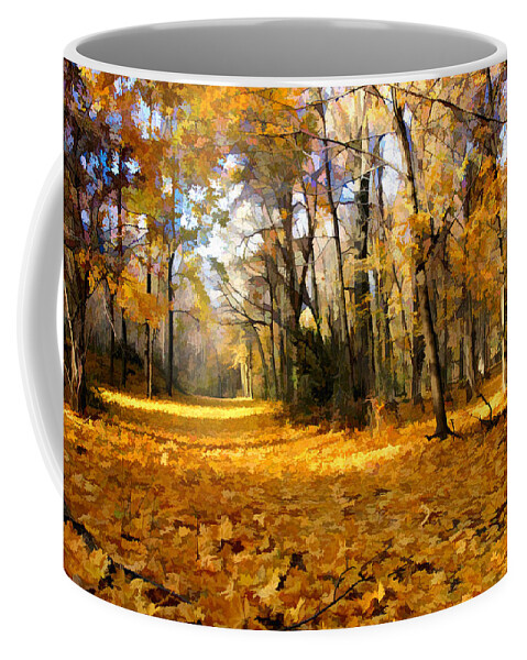 Bucks County Coffee Mug featuring the photograph Yellow Leaf Road by William Jobes