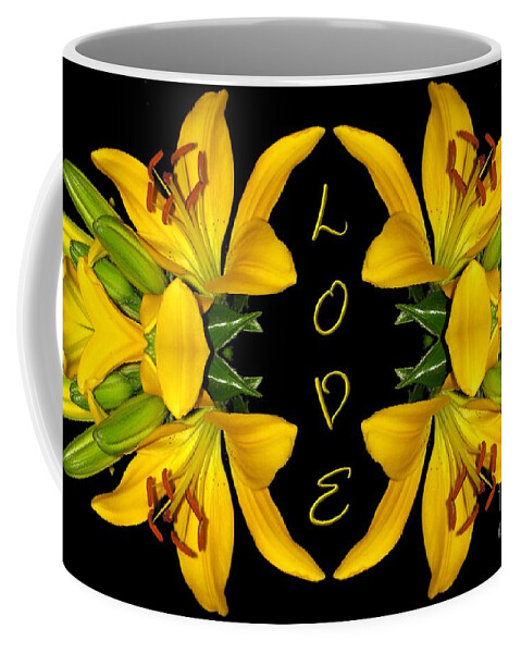 Daylily Coffee Mug featuring the photograph Yellow Lilies With Love by Rose Santuci-Sofranko