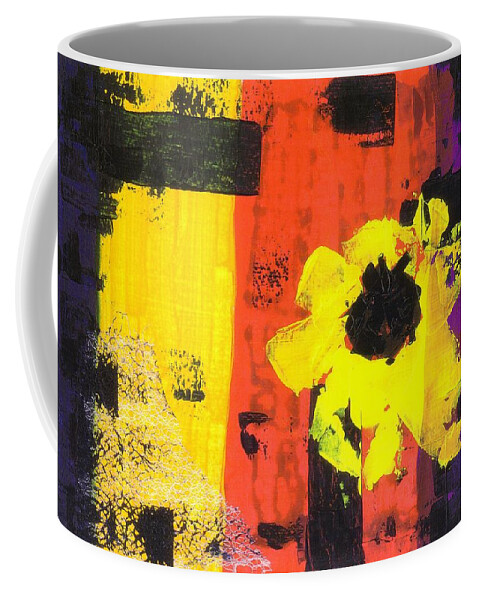 Floral And Foliage Coffee Mug featuring the painting Yellow Rascal by Louise Adams