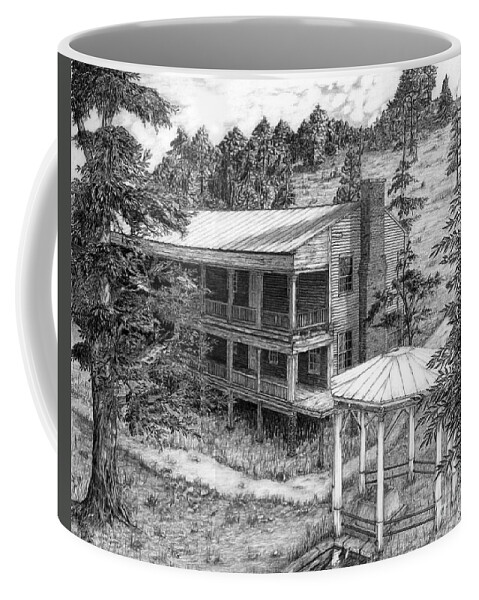 Landscape Coffee Mug featuring the drawing Yellow Sulpher Springs VA by Joe Olivares