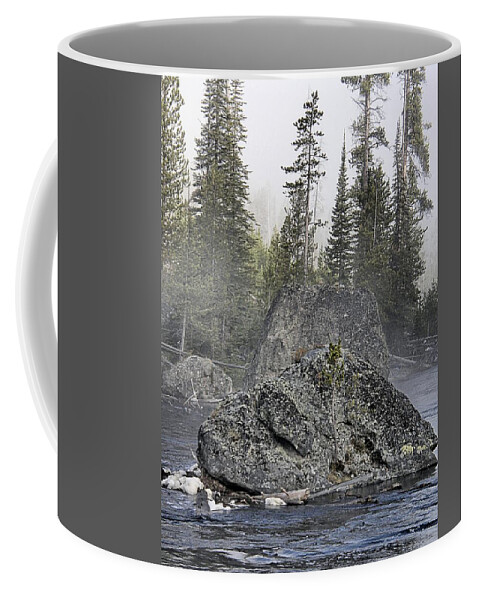 Yellowstone Coffee Mug featuring the photograph Yellowstone - The Rock Tree by Image Takers Photography LLC