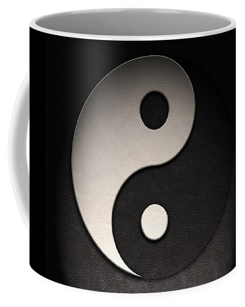 Aged Coffee Mug featuring the digital art Yin Yang Symbol Leather Texture by Brian Carson