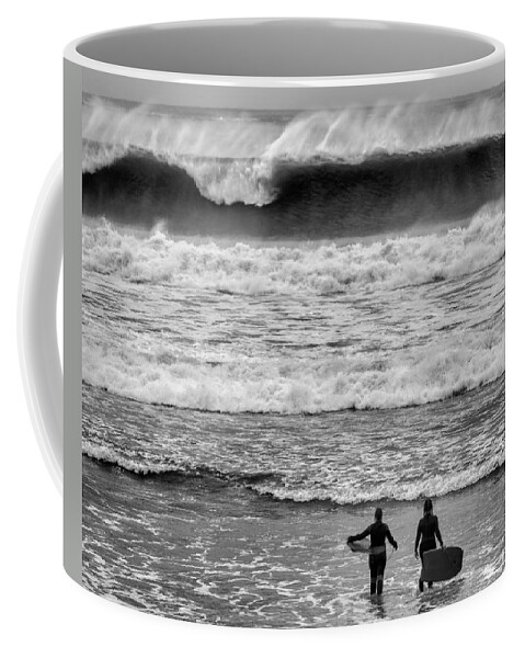 Surf Coffee Mug featuring the photograph You go first by Nigel R Bell