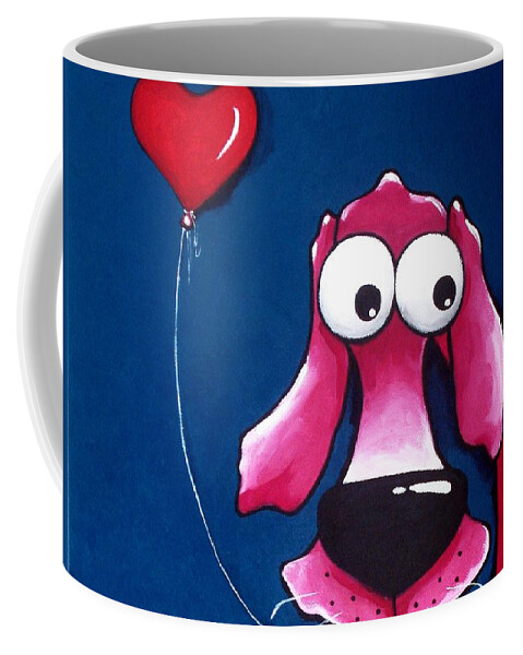 The Pink Dog Coffee Mug featuring the painting You have my heart by Lucia Stewart