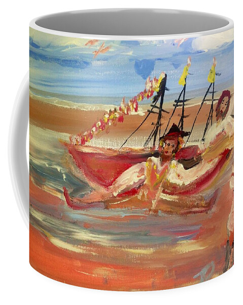 Pirates Coffee Mug featuring the painting You said it was a big boat by Judith Desrosiers