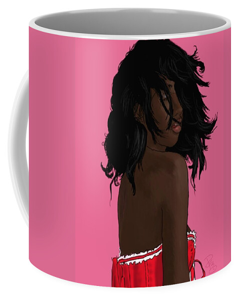 Abstract Coffee Mug featuring the digital art Young girl in pink by Debra Baldwin