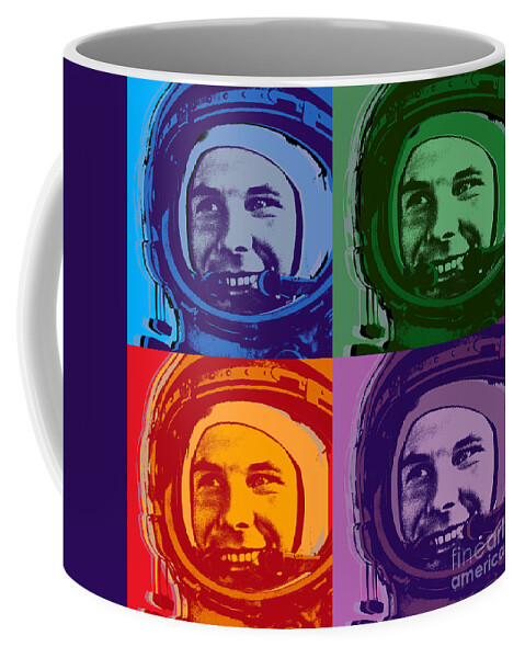Soviet Coffee Mug featuring the digital art Yuri Gagarin by Jean luc Comperat