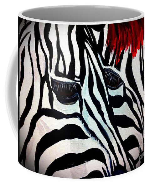 Zebra Coffee Mug featuring the painting Zebra Couple by Saundra Myles