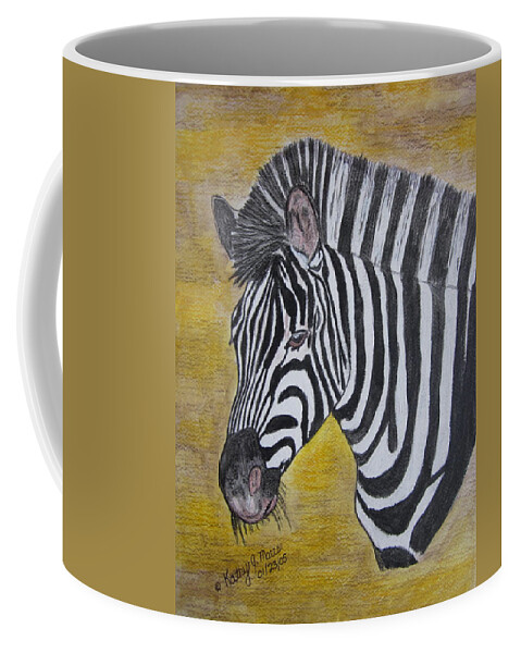 Zebra Coffee Mug featuring the painting Zebra Portrait by Kathy Marrs Chandler