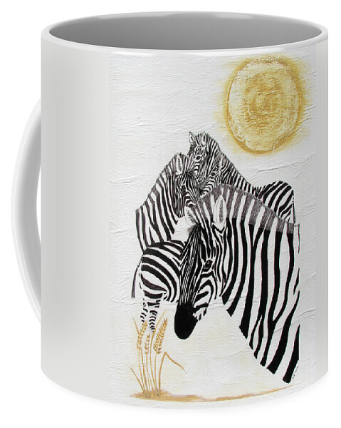 Zebra Coffee Mug featuring the painting Zebra Quintet by Stephanie Grant