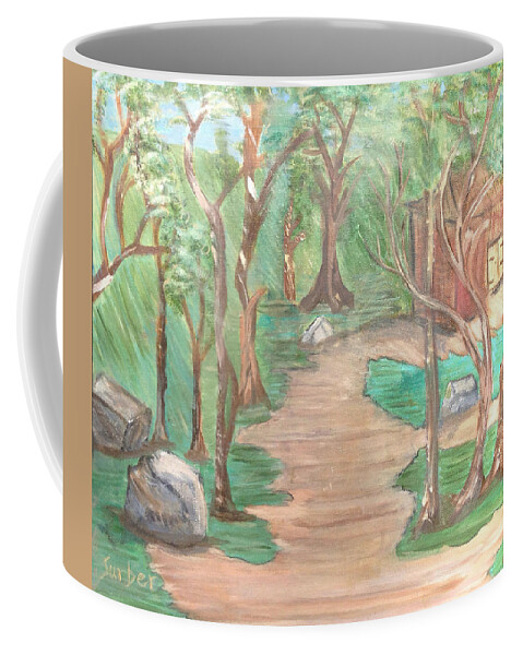 House Coffee Mug featuring the painting Zen House by Suzanne Surber