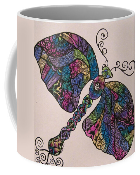 Dragonflies Coffee Mug featuring the drawing Zen tangled dragon by Megan Walsh