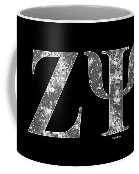 Zeta Psi Coffee Mug featuring the digital art Zeta Psi - Black by Stephen Younts