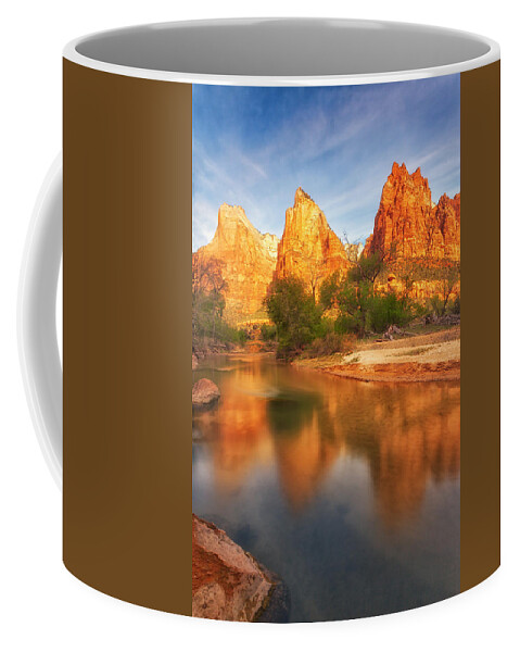 Zion Coffee Mug featuring the photograph Zion First Light by Darren White