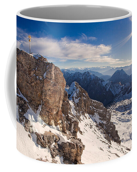 Zugspitze Coffee Mug featuring the photograph Zugspitze Summit by Shirley Radabaugh