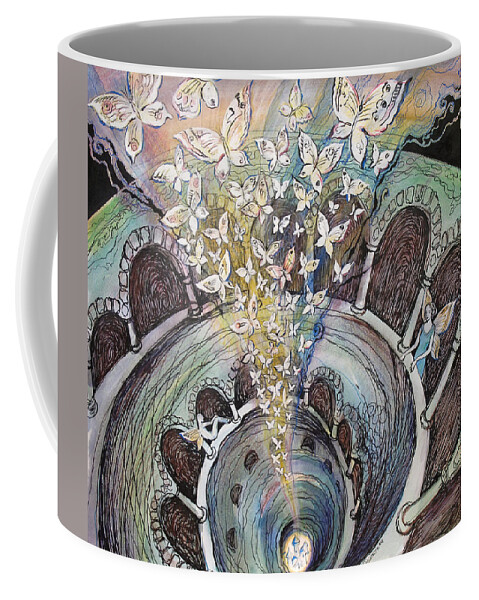 Butterflies Coffee Mug featuring the painting Ascension of Butterflies by Valentina Plishchina
