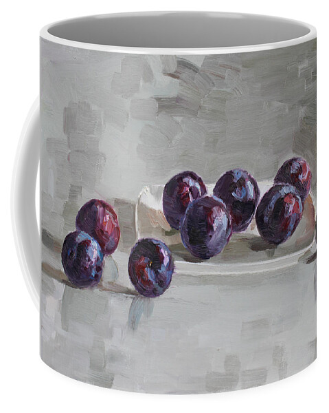 Friar Plums Coffee Mug featuring the painting Plums by Ylli Haruni