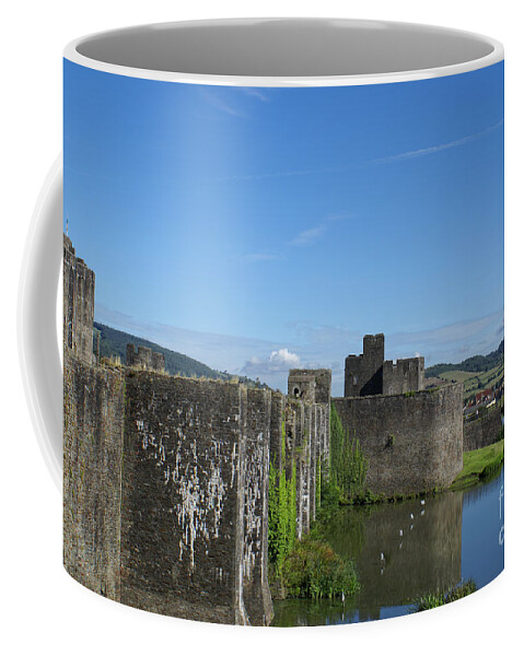 Architecture Coffee Mug featuring the digital art Caerphilly Castle #1 by Carol Ailles