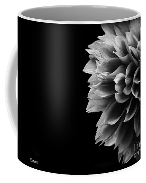 Black-and-white Coffee Mug featuring the photograph Chrysanthemum in Black and White #1 by Eena Bo