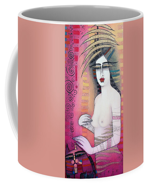Lady Coffee Mug featuring the painting Dreaming by Albena Vatcheva