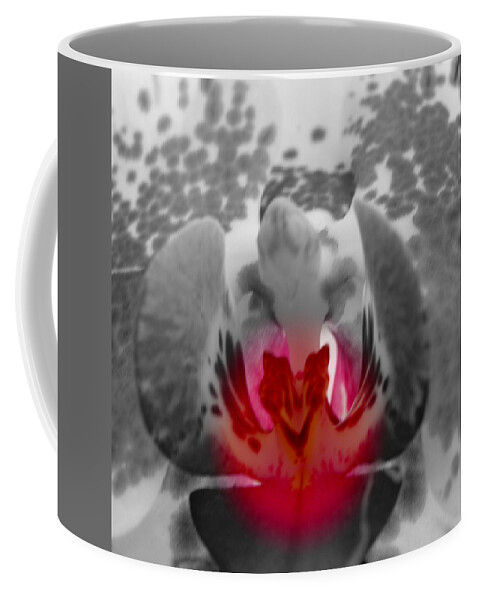 Black And White Flower With A Touch Of Color Coffee Mug featuring the photograph Just A Touch #1 by Kim Galluzzo