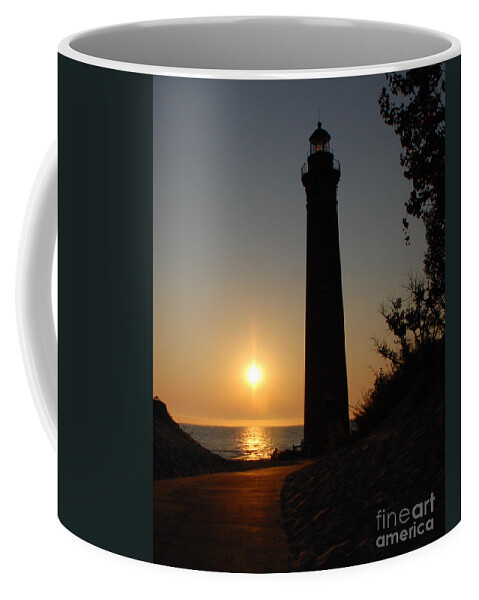 Lighthouse Coffee Mug featuring the photograph Little Sable Point Lighthouse #1 by Grace Grogan