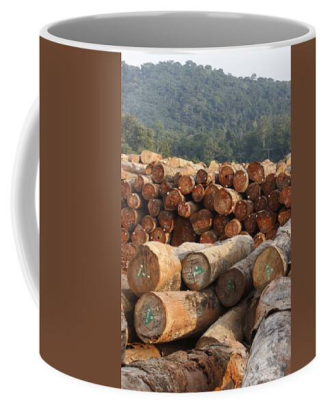 Mp Coffee Mug featuring the photograph Logged Timber From The Tropical #1 by Cyril Ruoso