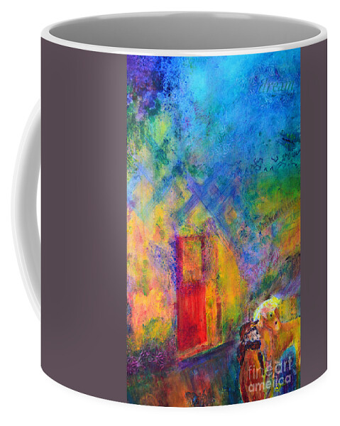 Figurative Coffee Mug featuring the painting Man and Horse on a Journey #1 by Claire Bull