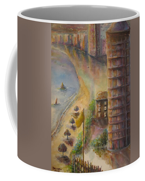 Ocean Coffee Mug featuring the painting Sunset Beach by Bernadette Krupa