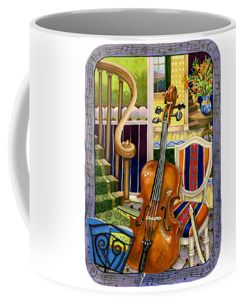 Cello Painting Coffee Mug featuring the painting The Music Lesson #1 by Anne Gifford