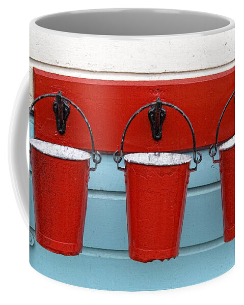Bucket Coffee Mug featuring the photograph Three Red Buckets #1 by John Short