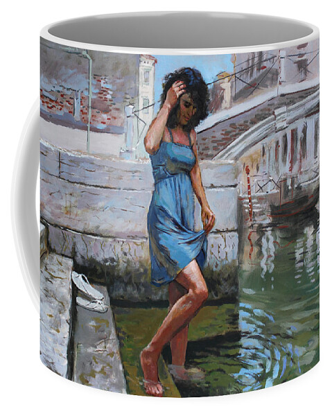 Lady Coffee Mug featuring the painting Viola in Venice by Ylli Haruni