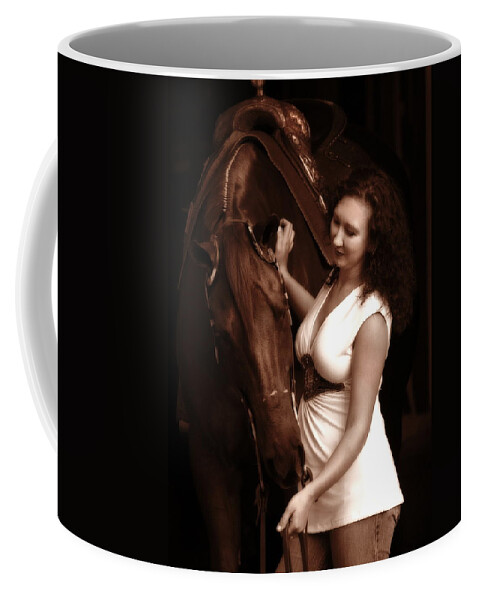 Animal Coffee Mug featuring the photograph Woman and Horse #1 by Angela Rath