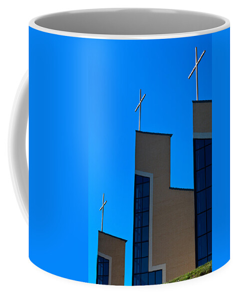 Crosses Coffee Mug featuring the photograph Crosses of Livingway Church #3 by Ed Gleichman
