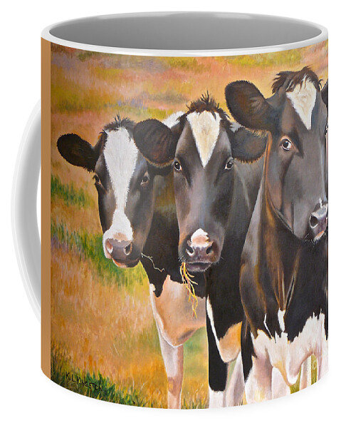 Curious Trio Coffee Mug featuring the painting Curious Trio by K L Kingston