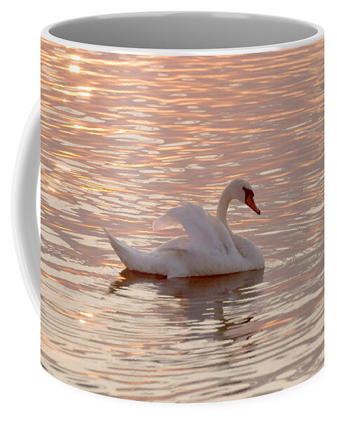 Animal Coffee Mug featuring the photograph Swan in the lake #2 by Odon Czintos