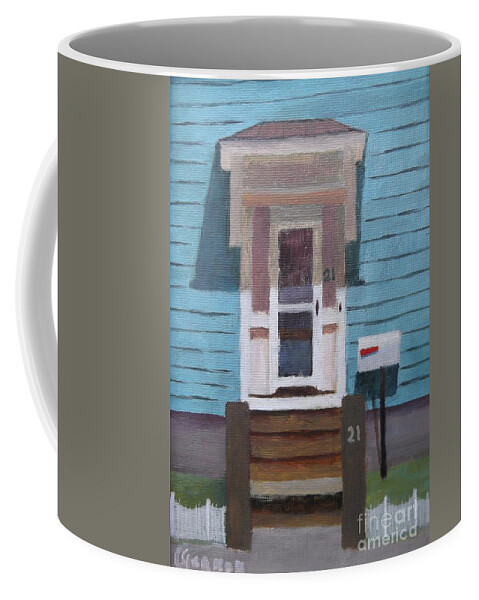 Gloucester Harbor Coffee Mug featuring the painting 21 Wonson St by Claire Gagnon