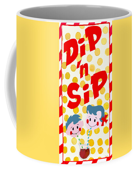 Silk Coffee Mug featuring the painting Dip n Sip by Beth Saffer