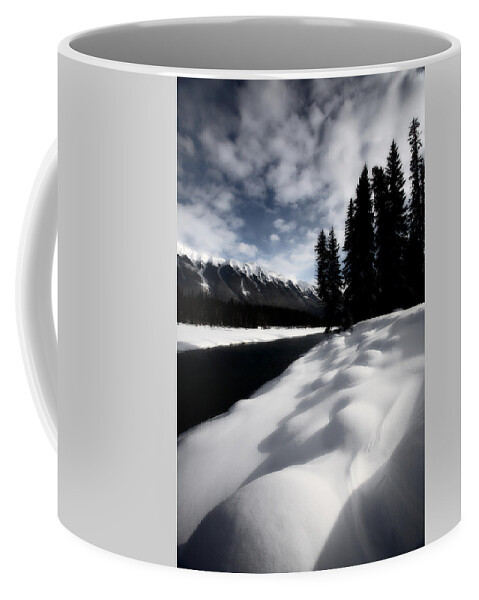 Snow Covered Coffee Mug featuring the photograph Open water in winter #3 by Mark Duffy