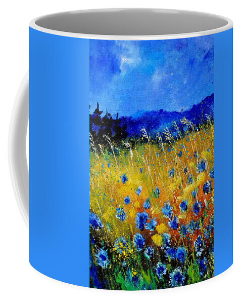 Flowers Coffee Mug featuring the painting Blue cornflowers by Pol Ledent
