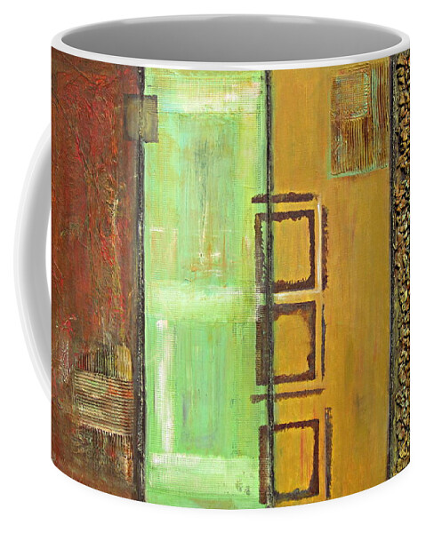 Old Coffee Mug featuring the painting 4panel by Kathy Sheeran