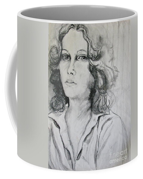 Portrait Coffee Mug featuring the drawing A Look Within by Rory Siegel